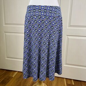 Talbots Womens Pull On A Line Skirt M Blue Striped Preppy Professional Knee